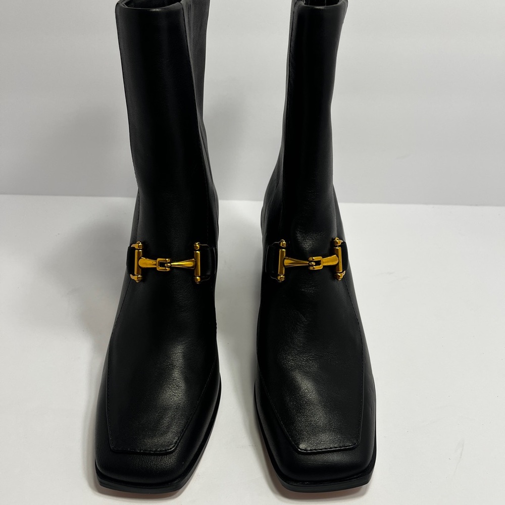 NWOT Zac Posen Metal Bit Leather Equestrian Square Toe Ankle Zipper Boot SZ 6.5 - Picture 2 of 9